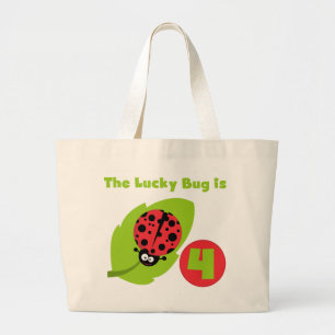 Grand Tote Bag T-shirts et cadeaux Lucky Bug 4th Birthday
