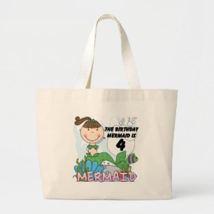Grand Tote Bag T-shirts et cadeaux Mermaid 4th Birthday