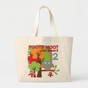 Grand Tote Bag T-shirts et cadeaux Owl 2nd Birthday