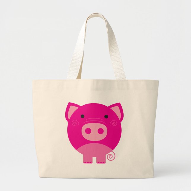 Grand Tote Bag T-shirts et cadeaux roses de porc (Devant)