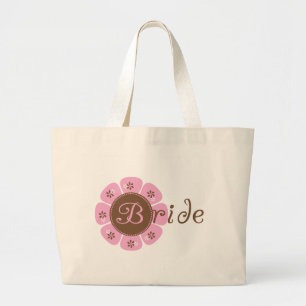 Grand Tote Bag T-shirts roses et Brown et cadeaux de jeune mariée