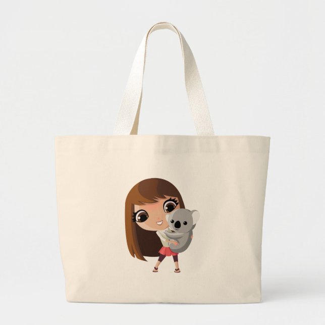 Grand Tote Bag Taara et pudding le koala (Devant)