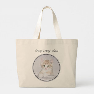 Grand Tote Bag Tabby Kitten Orange Peinture Cute Art Original