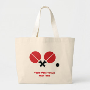 Grand Tote Bag Table tennis ping-pong rackets and ball black, red