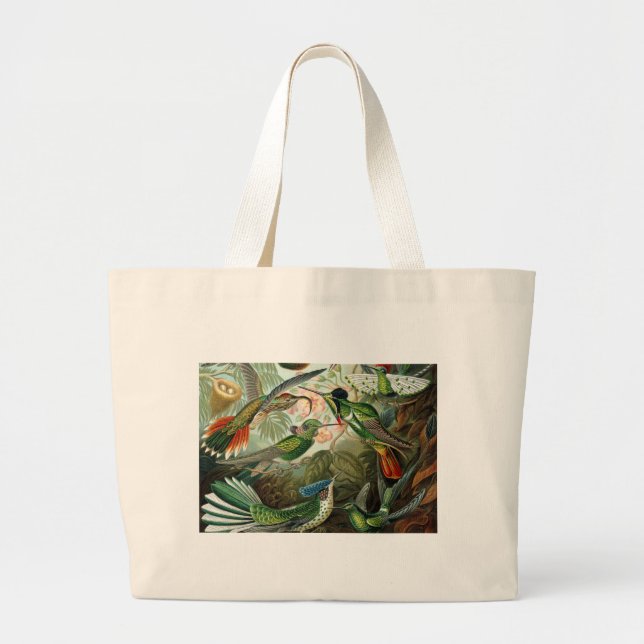 Grand Tote Bag tableau classique de la faune des oiseaux colibris (Devant)