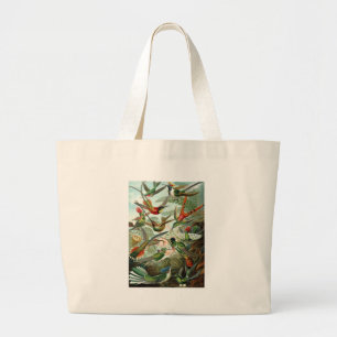 Grand Tote Bag tableau classique de la faune des oiseaux colibris