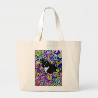 Grand Tote Bag Taches de rousseur dans les papillons II - chat de