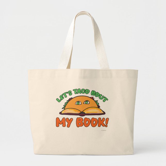 Grand Tote Bag Taco Bout Mon Livre Auteur Promotion Dessin (Devant)