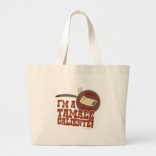 Grand Tote Bag Tamale Caliente Drôle Caricature alimentaire Sloga (Devant)