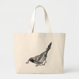 Grand Tote Bag Tatouage d'oiseau