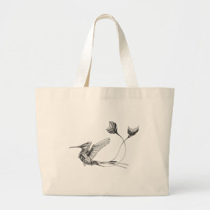 Grand Tote Bag Tatouage d'oiseau de Psychedlic