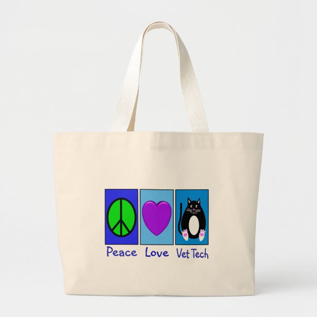 Grand Tote Bag Technologie de vétérinaire d'amour de paix (Devant)