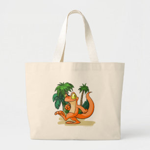 Grand Tote Bag Techo orange sur une recherche d'île de mystère