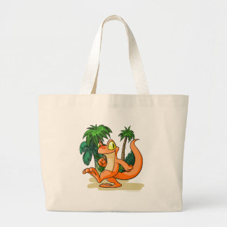 Grand Tote Bag Techo orange sur une recherche d'île de mystère