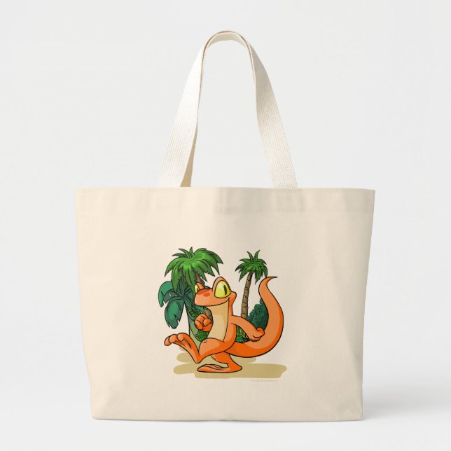 Grand Tote Bag Techo orange sur une recherche d'île de mystère (Devant)
