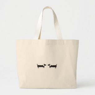 Grand Tote Bag Teckels dans l'amour noir et blanc