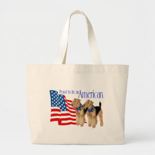 Grand Tote Bag Teckels patriotiques Airedale
