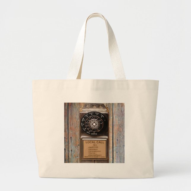 Grand Tote Bag Téléphone antique rotatif payant rude (Devant)