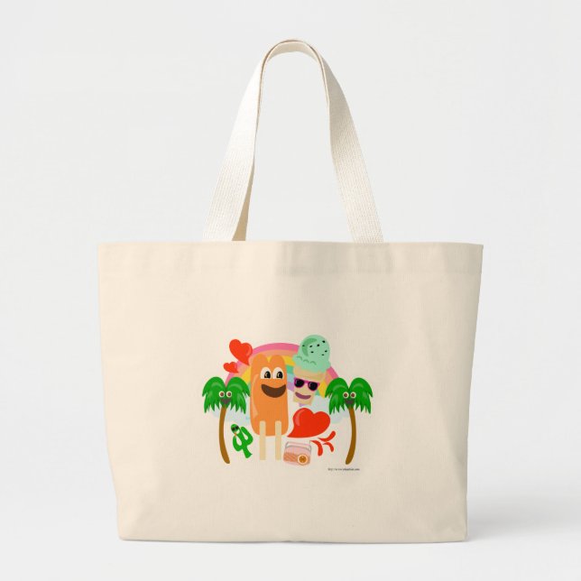 Grand Tote Bag Tellement mignon été Love Fun Kawaii caractères (Devant)