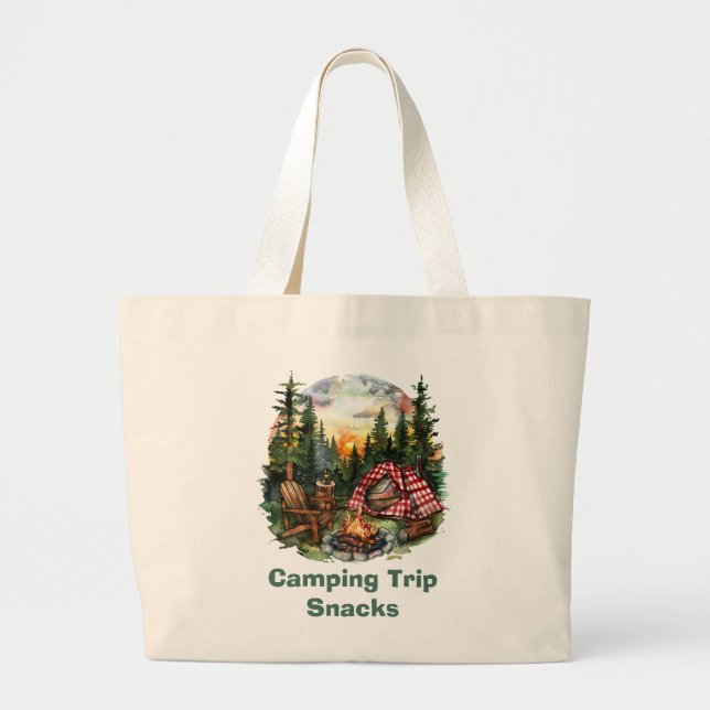 Grand Tote Bag Temps de collation du voyage de camping (Devant)
