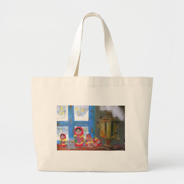 Grand Tote Bag temps russe de thé (Devant)