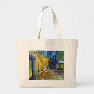 Grand Tote Bag Terrasse de café la nuit par Vincent van Gogh