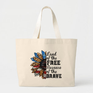 Grand Tote Bag Terre tournesol de libre à cause du courageux