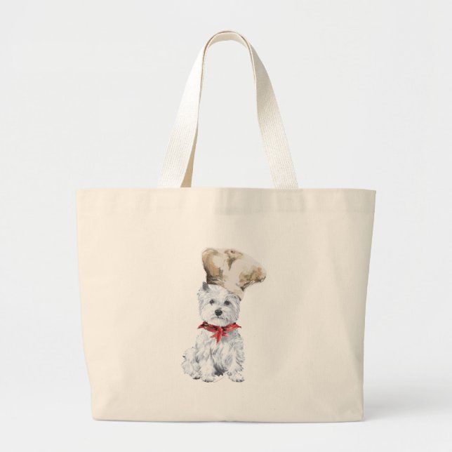 Grand Tote Bag Terrier Blanc de West Highland Chef (Devant)