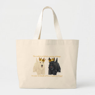 Grand Tote Bag Térriers Écossais Pensées Heureuses