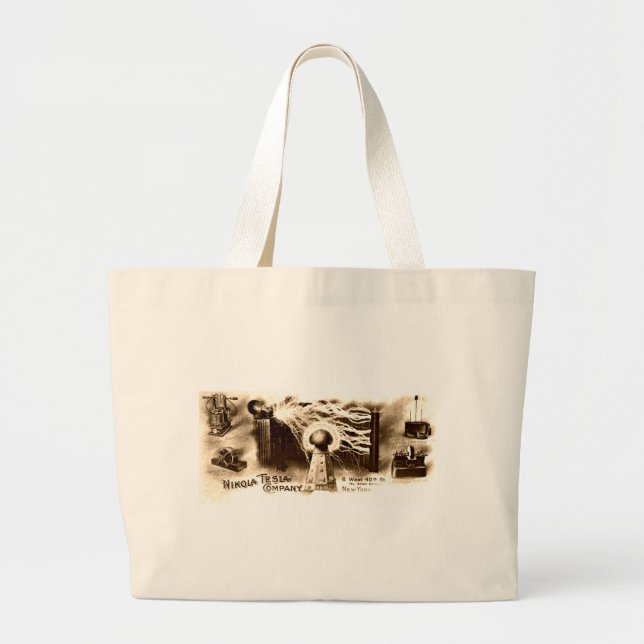 Grand Tote Bag Tesla en-tête vintage (Devant)