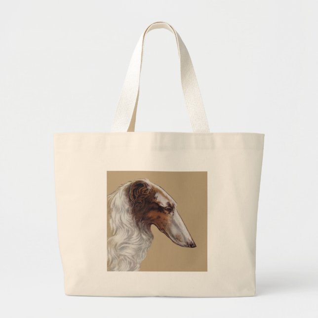 Grand Tote Bag Tête de cru de barzoï (Devant)