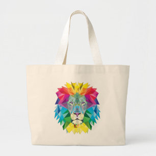 Grand Tote Bag Tête de lion géométrique
