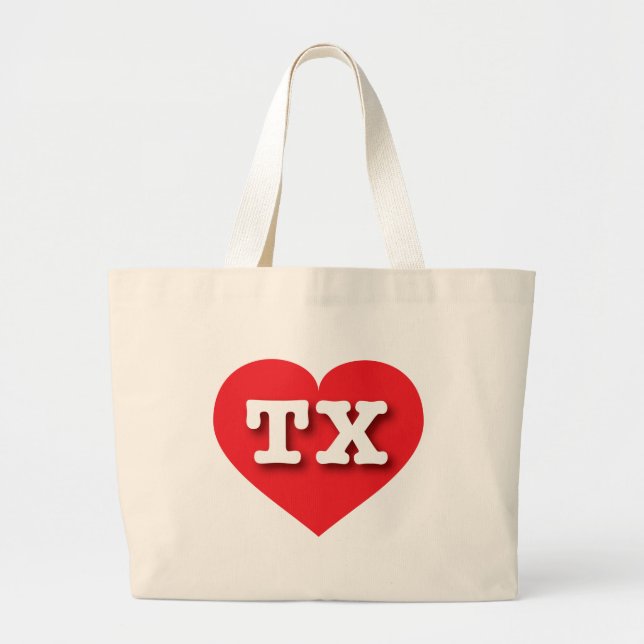 Grand Tote Bag Texas Red Heart - J'aime TX (Devant)