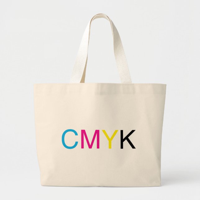 Grand Tote Bag Texte de CMYK (Devant)