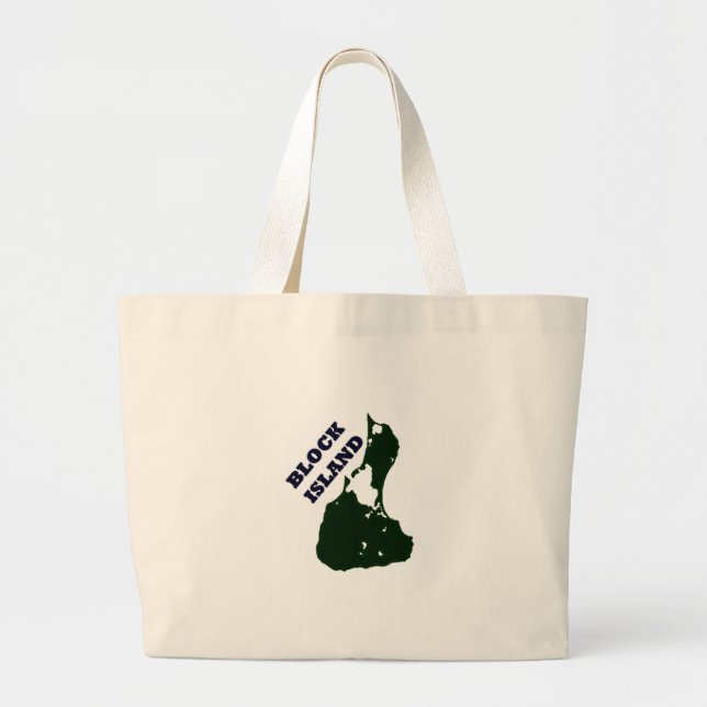 Grand Tote Bag Texte de diagonale d'Île de Block (Devant)
