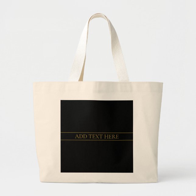 Grand Tote Bag Texte et lignes Gold personnalisables (Devant)