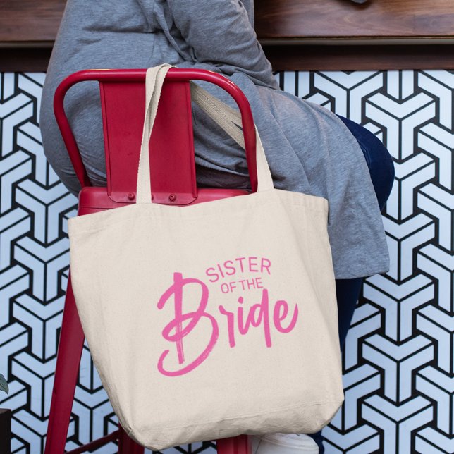 Grand Tote Bag Texte personnalisé de la mariée (Easily change the text to Mother, cousin, aunt, friend, or delete text so it just says "Bride".)