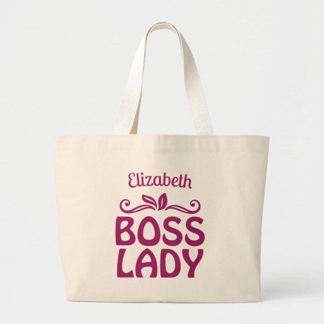 Grand Tote Bag Texte rose Cool (Devant)