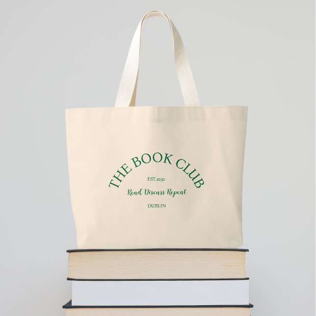 Grand Tote Bag The Book Club Green Crest Lire Discuter Répéter (Créateur téléchargé)