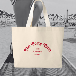 Grand Tote Bag The Forty Club Rétro Rouge Crête Personnalisée
