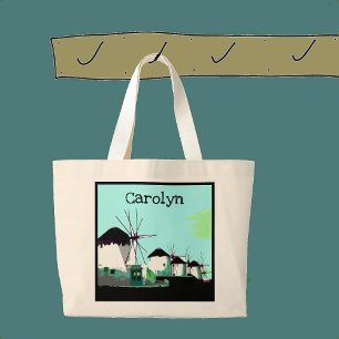 Grand Tote Bag The Mykonos Windmills, Cyclades, Greece Your name.