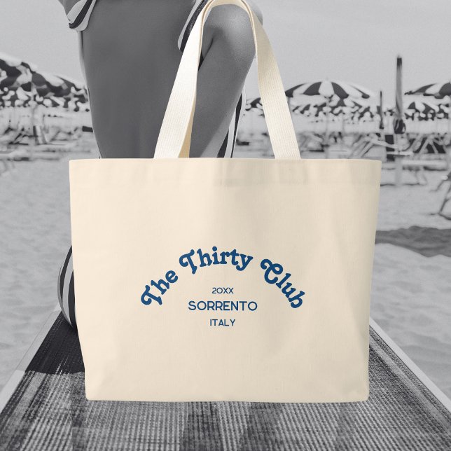 Grand Tote Bag The Thirty Club Retro Blue Custom Crest (Créateur téléchargé)