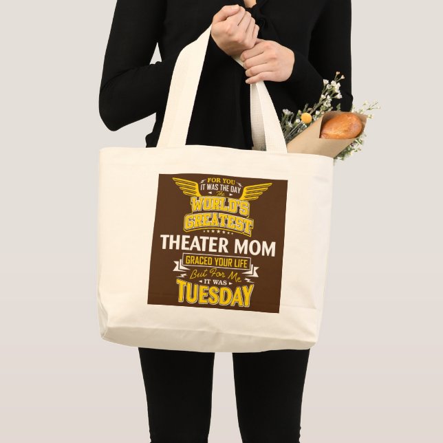 Grand Tote Bag Théâtre Maman Idée Amusante Mondes Meilleur Théâtr (Devant (produit))