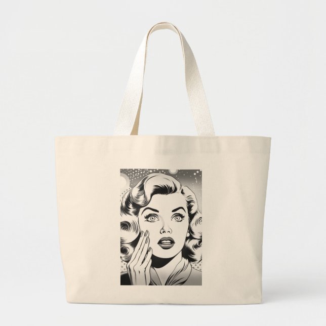 Grand Tote Bag thème/dessin popart rétro (Devant)