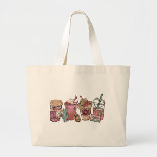 Grand Tote Bag Thème du Café Lover Western Cowboy