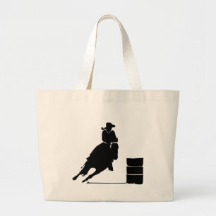 Grand Tote Bag Thème Rodéo Cowgirl Barrel Racine Silhouette