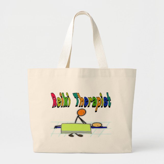 Grand Tote Bag Thérapeute de Reiki--Personnages en allumettes de (Devant)