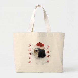 Grand Tote Bag Tibétain Terrier Père Noël Paws