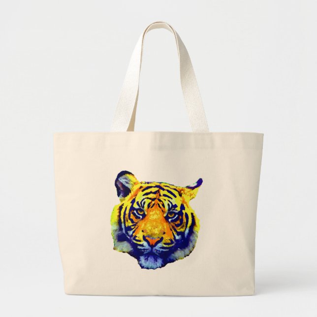 Grand Tote Bag Tiger Eyes Pop Art (Devant)