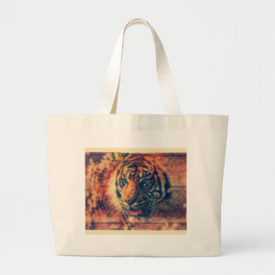 Grand Tote Bag Tiger Spring Faux Wood Grunge